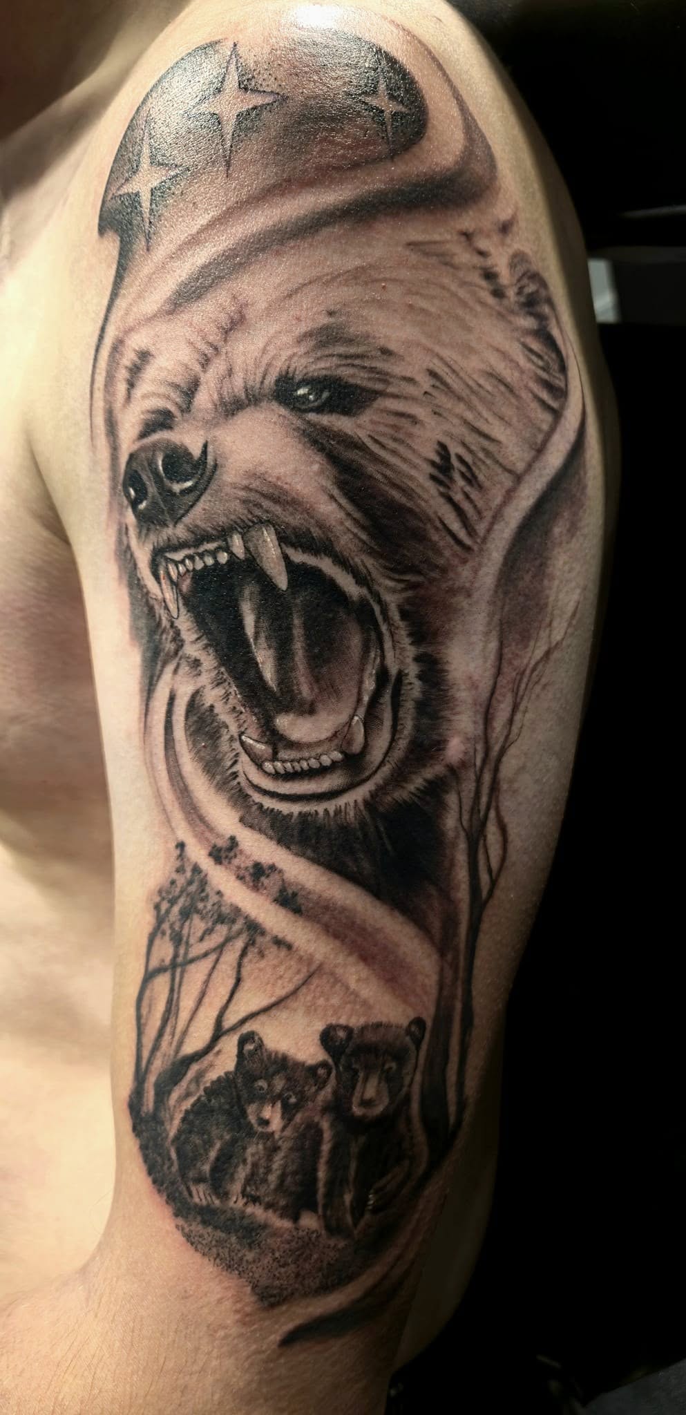 Sleeve tattoo in progress at Tattoo Creations