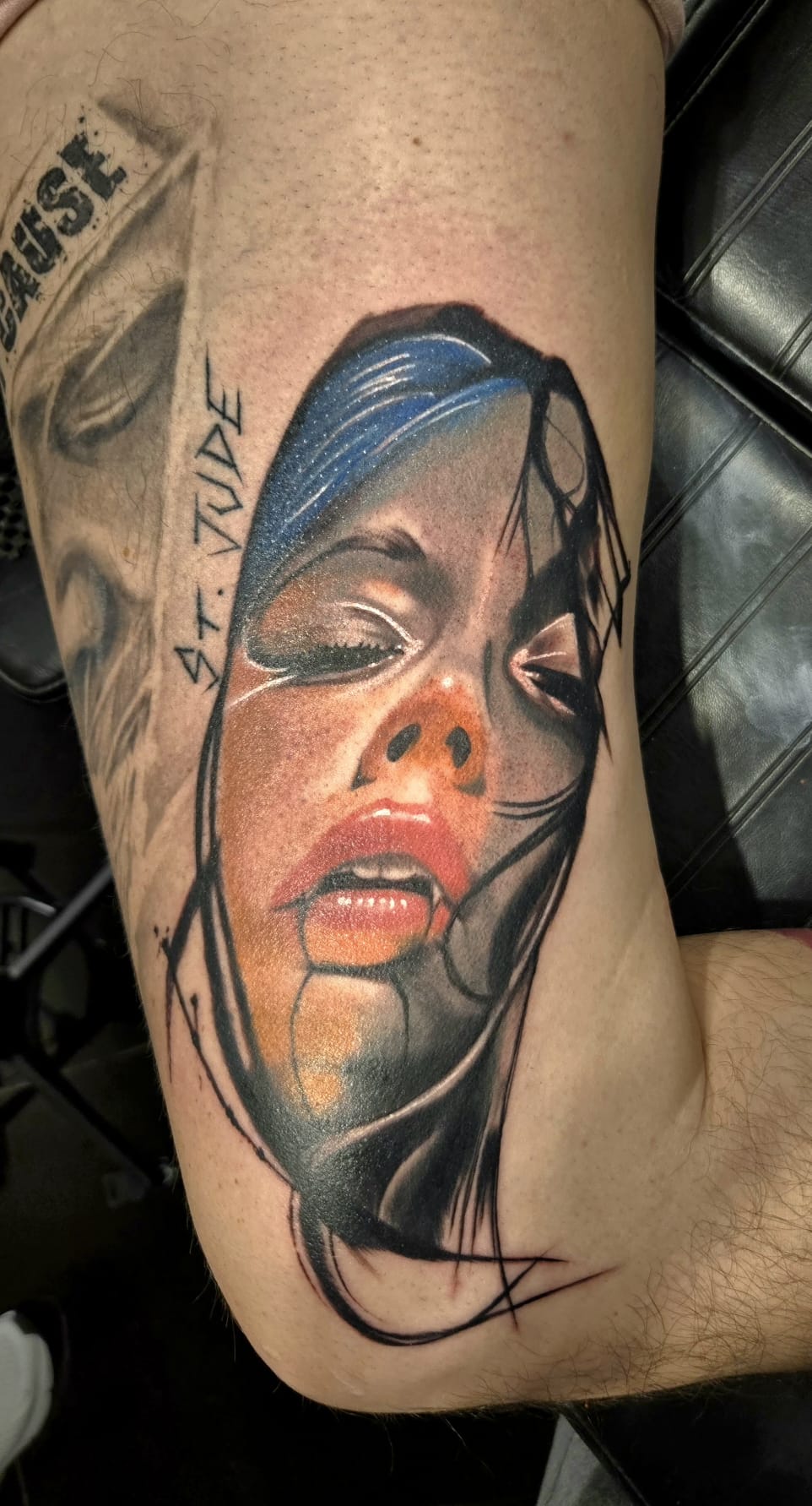 Custom cover-up tattoo with floral detail